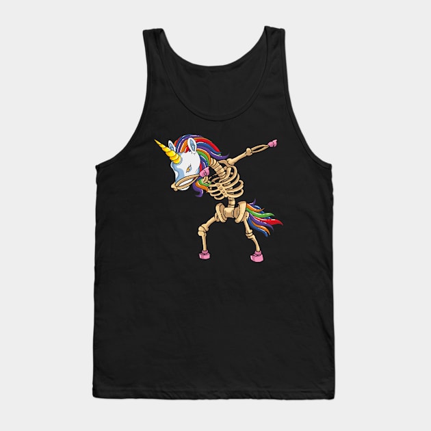 Dabbing Unicorn Skeleton Tank Top by PaulAksenov